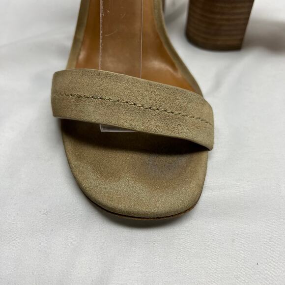 Joie Okaba Suede Stacked Heel Sand Tan Sandals 39 - Picture 2 of 10